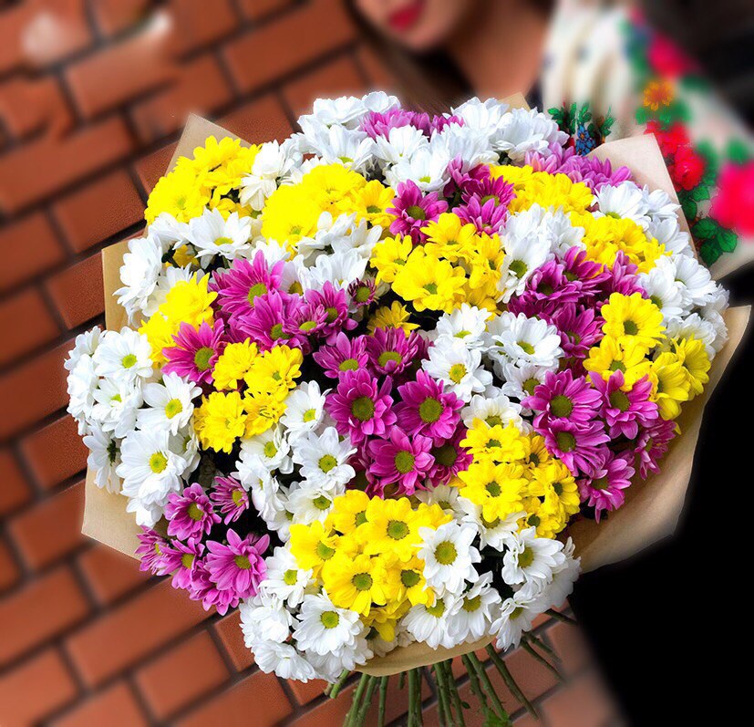 Букет из 29 кустовых хризантем - crocus-flowers38.ru