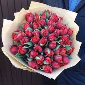 Букет микс из 49 красных тюльпана
